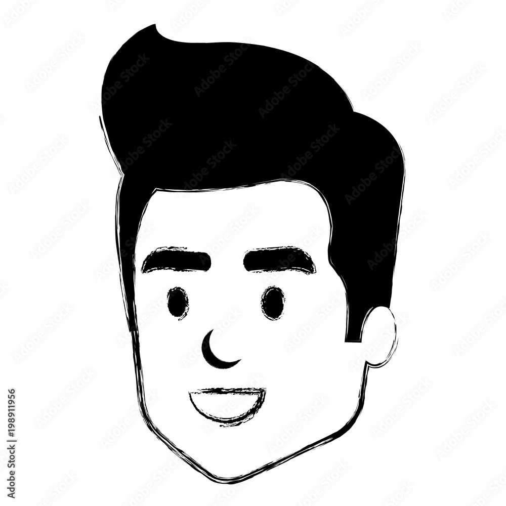 young man head avatar character vector illustration design