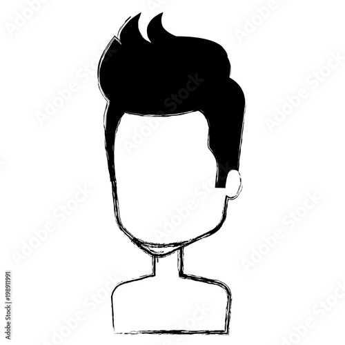 young man with beard shirtless avatar character vector illustration design