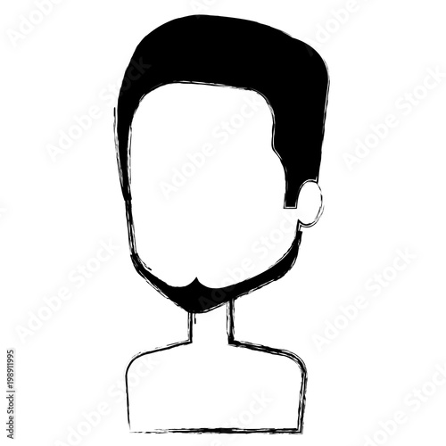 young man with beard shirtless avatar character vector illustration design