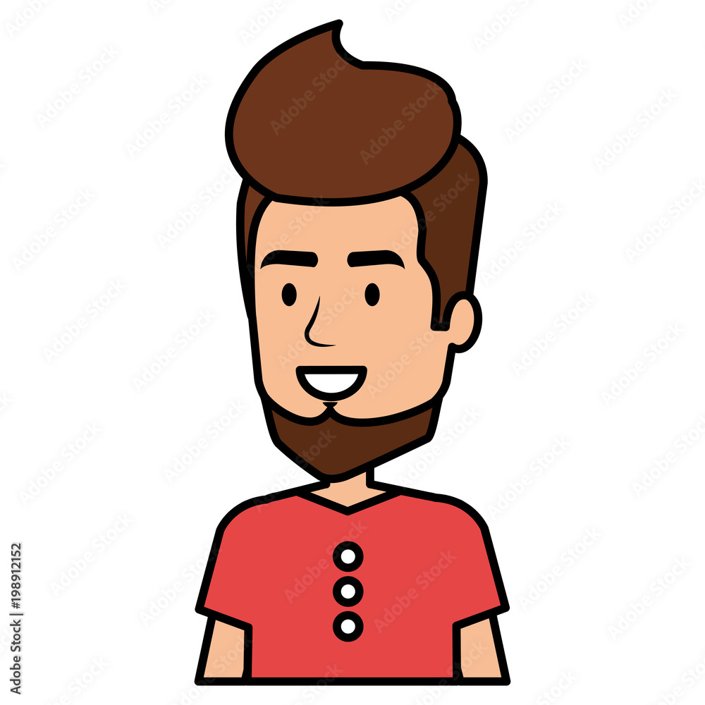 young man with beard avatar character vector illustration design