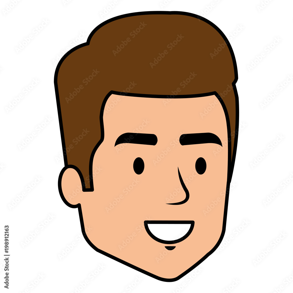 Fototapeta premium young man head avatar character vector illustration design