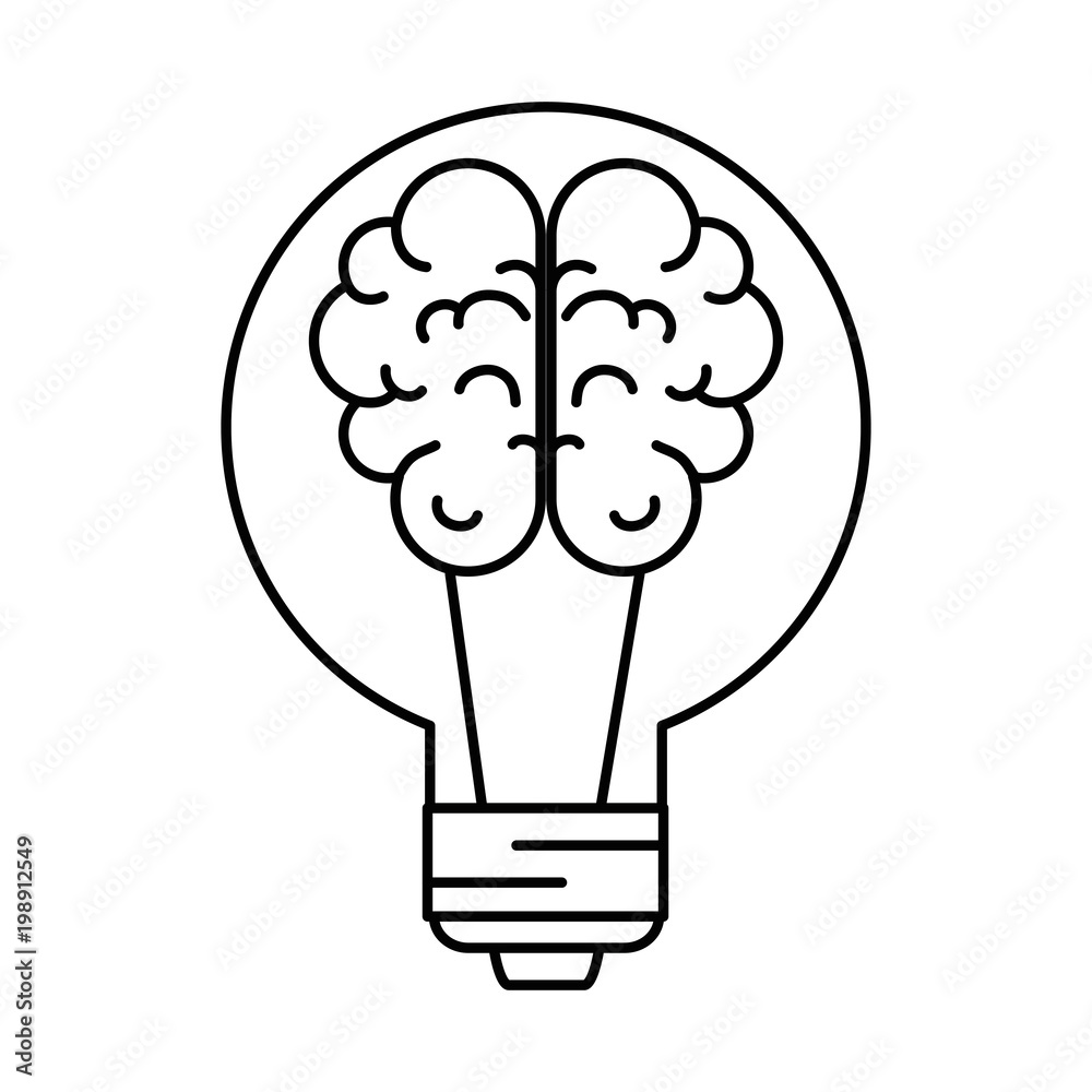 bulb light idea with brain vector illustration design