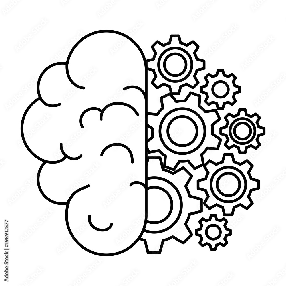 brain human with gears vector illustration design brain human with gears vector illustration design