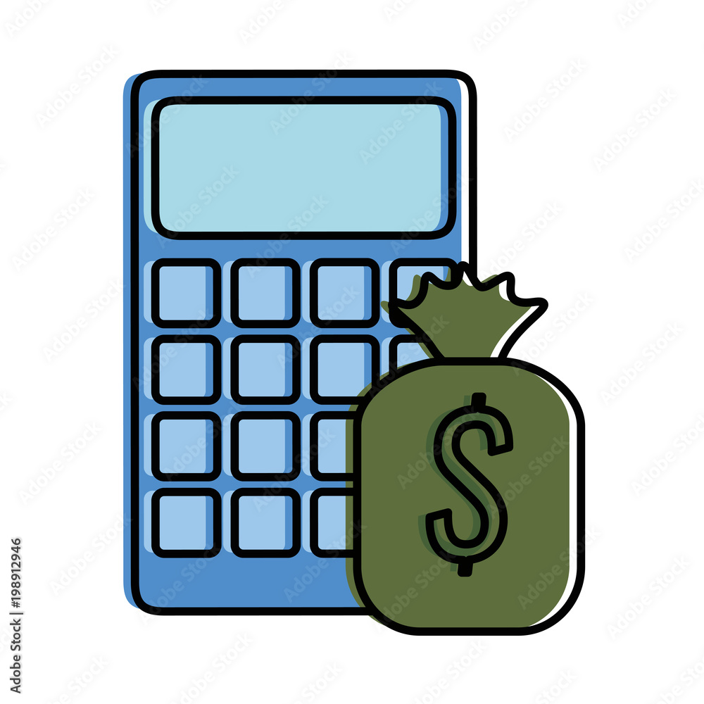calculator math with money bag vector illustration design calculator math with money bag vector illustration design