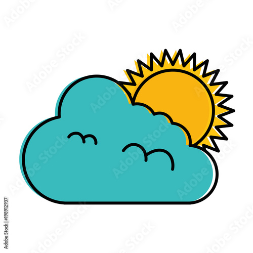 climate cloud with sun vector illustration design