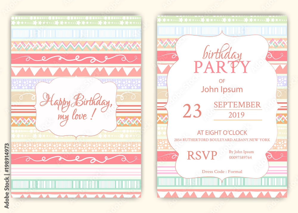 Happy birthday on lined pattern background in colorful theme. Happy birthday on lined pattern background in colorful theme.