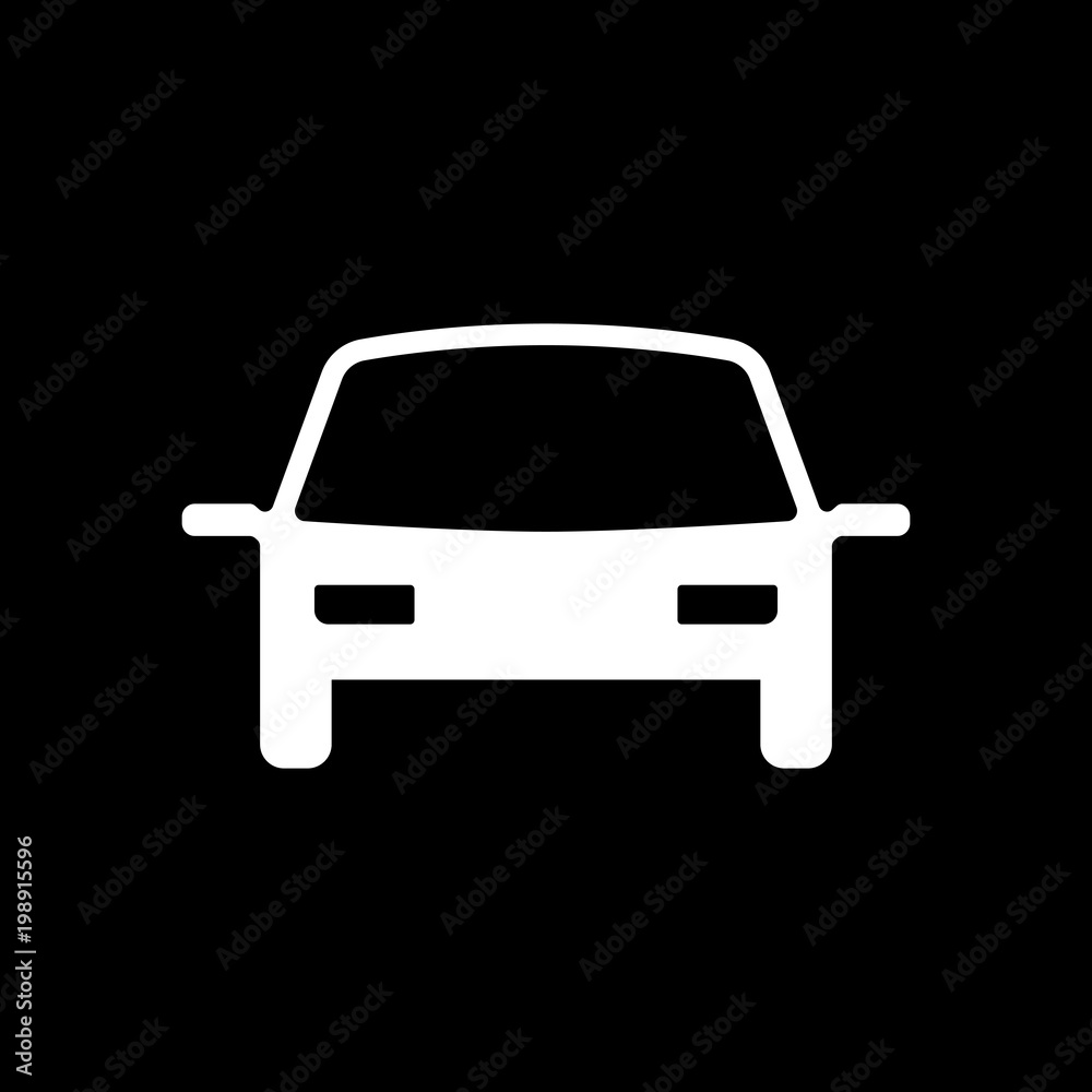 car icon. White icon on black background. Inversion Stock Vector | Adobe  Stock