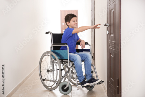 Boy in wheelchair at school...