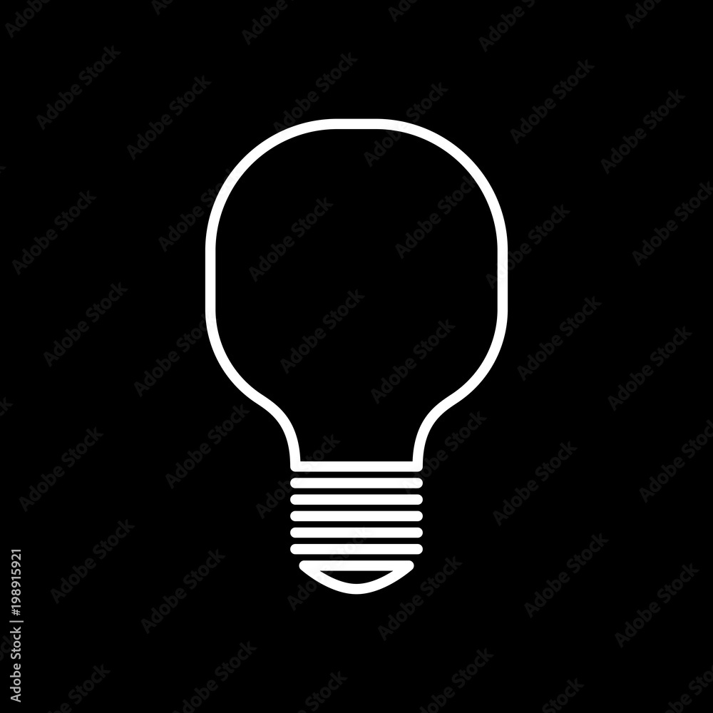Light lamp icon. White icon on black background. Inversion Light lamp icon. White icon on black background. Inversion