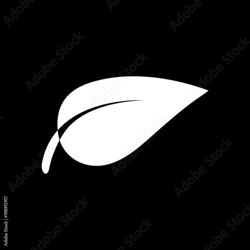 leaf icon. White icon on black background. Inversion Stock Vector | Adobe  Stock