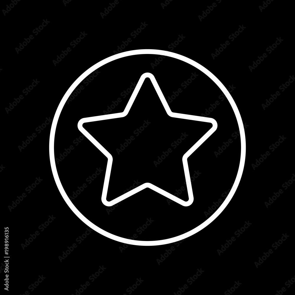 star in circle icon. White icon on black background. Inversion star in circle icon. White icon on black background. Inversion