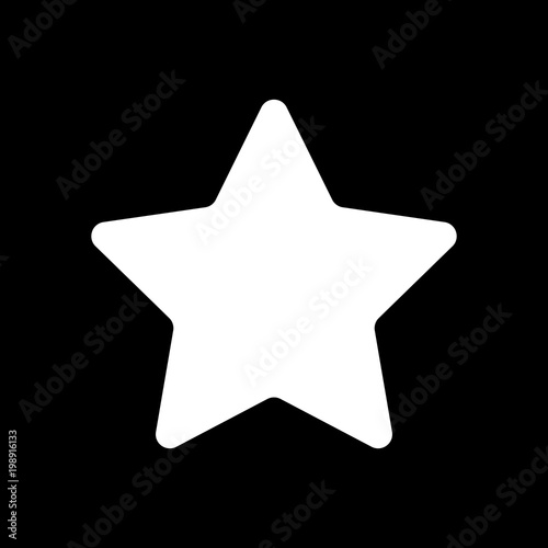 Star icon. White icon on black background. Inversion