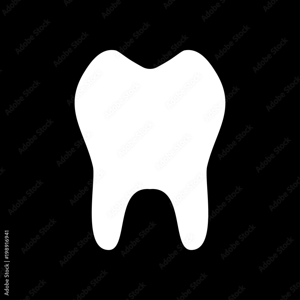 Obraz premium tooth. simple icon. White icon on black background. Inversion