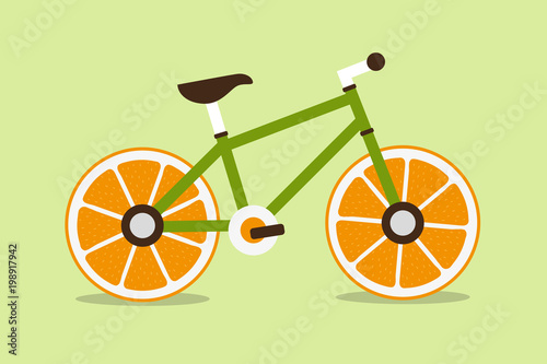 Bicycle with orange wheel