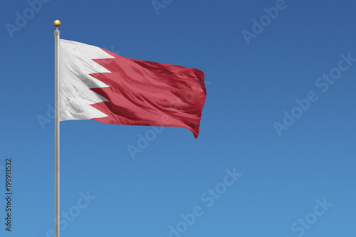 Bahrain flag on a clear blue sky day