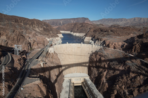 Hoover Dam Concrete arch gravity in the Black Canyon of the Colorado River on the border between Nevada and Arizona