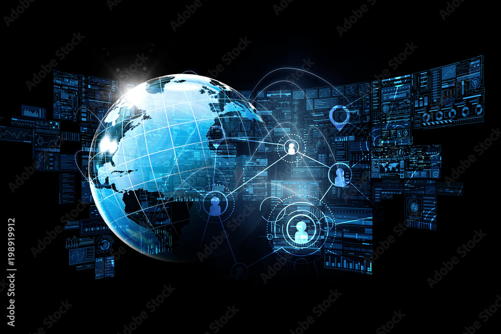 Fototapeta premium Global communication and networking. Mixed media