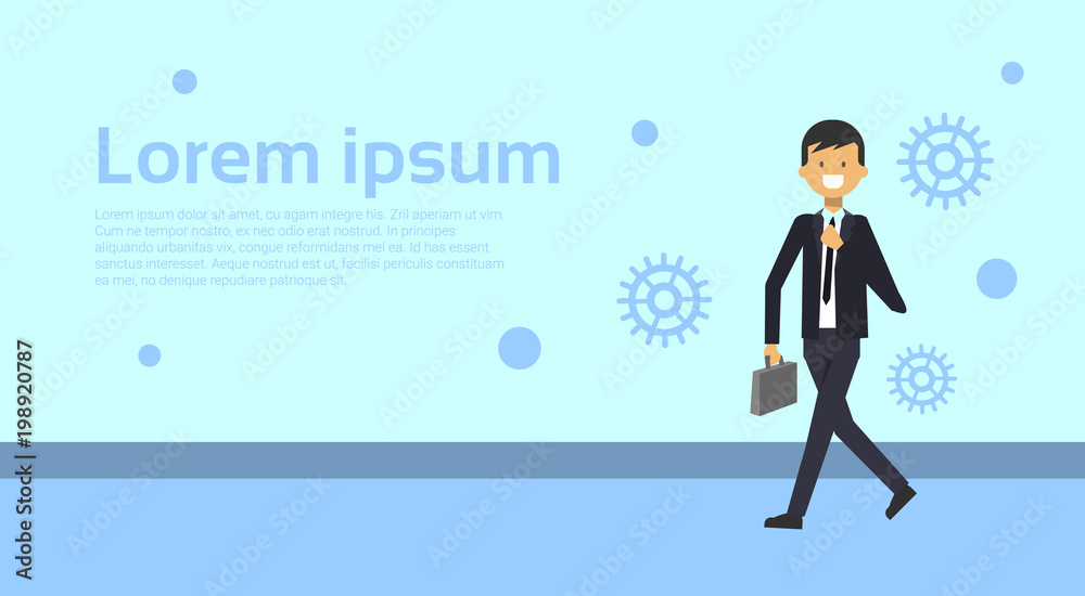 Elegant Business Man In Suit With Briefcase Over Background With Copy Space Vector Illustration Elegant Business Man In Suit With Briefcase Over Background With Copy Space Vector Illustration