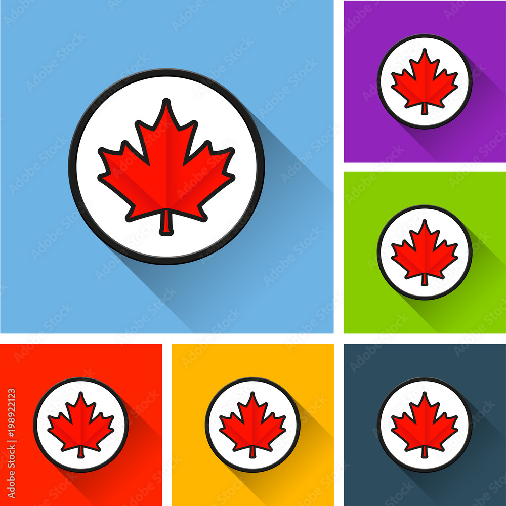 maple leaf icons with long shadow maple leaf icons with long shadow
