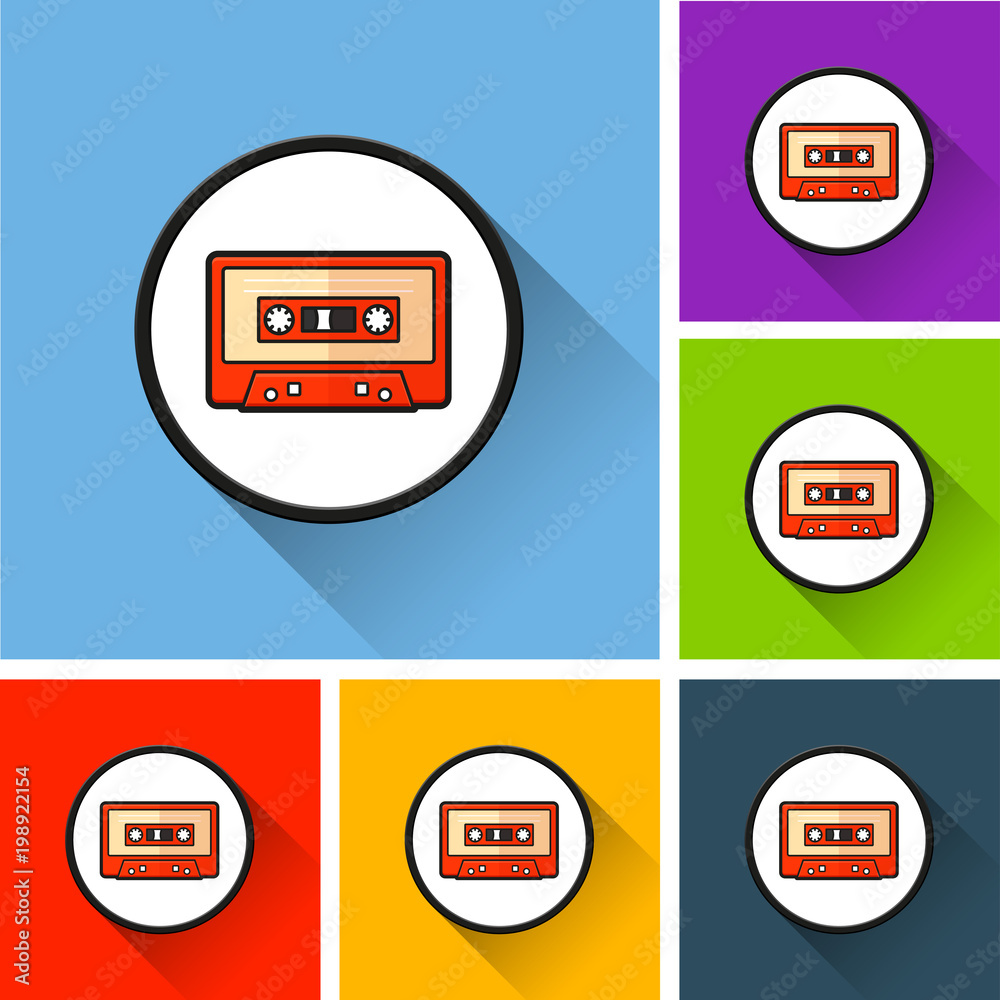 audio tape icons with long shadow audio tape icons with long shadow