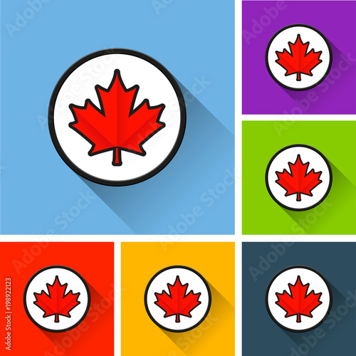 maple leaf icons with long shadow