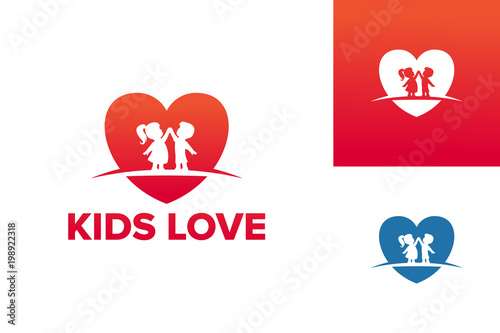 Kids Love Logo Template Design Vector, Emblem, Design Concept, Creative Symbol, Icon
