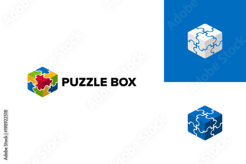 Puzzle Box Logo Template Design Vector, Emblem, Design Concept, Creative Symbol, Icon