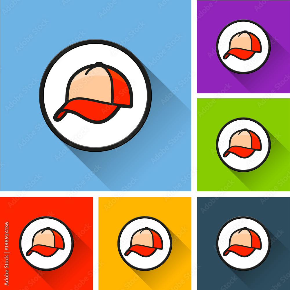 Fototapeta premium cap icons with long shadow