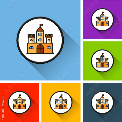 castle icons with long shadow