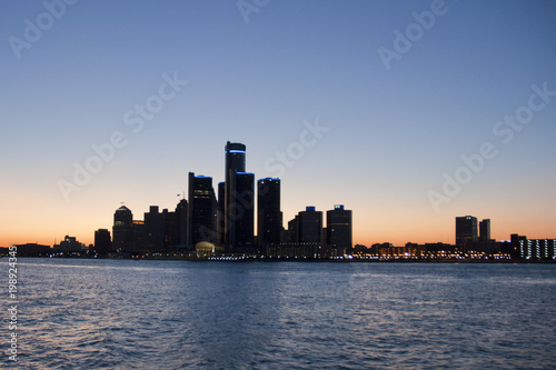 Detroit skyline silhouette at sunset © John