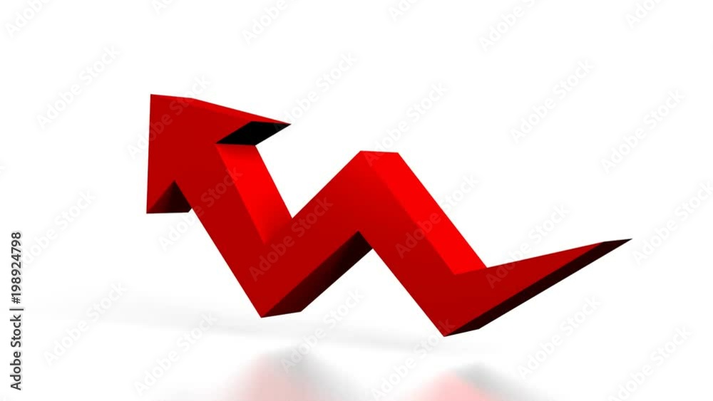 3D red upwards arrow on white background 3D red upwards arrow on white background