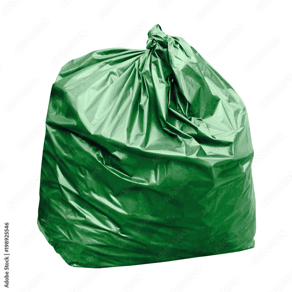 green garbage bag with concept the color of green garbage bags is