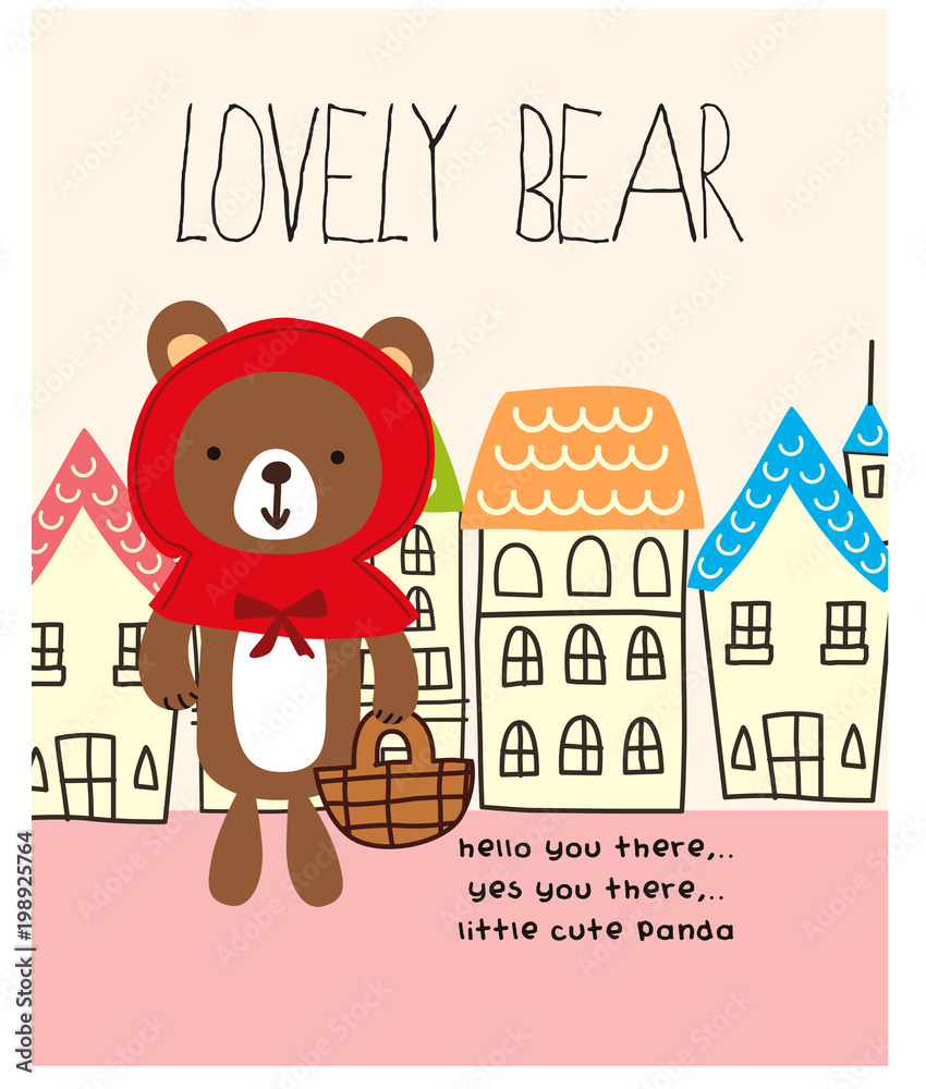 Fototapeta premium cute bear cartoon in the city