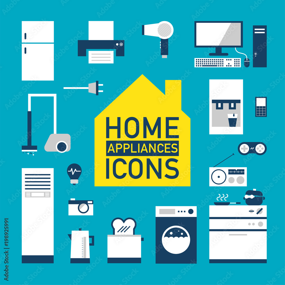 Consumer Electronics objects. vector flat design illustration set 