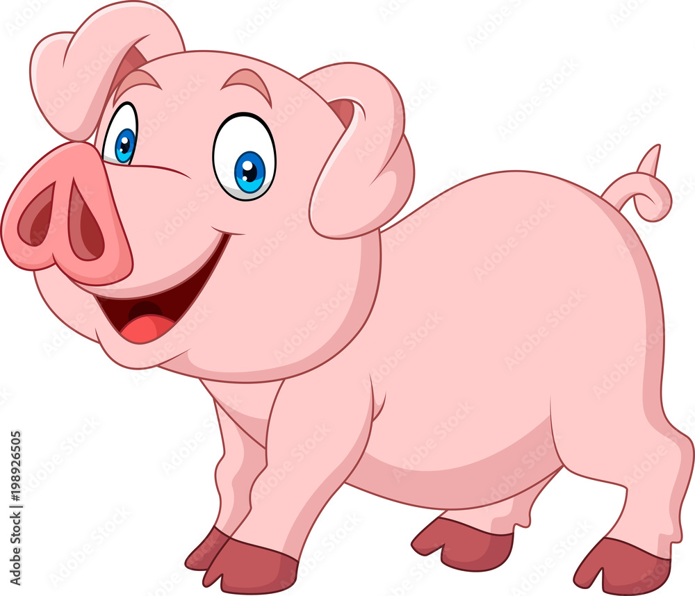 Naklejka premium Cartoon happy pig cartoon isolated on white background
