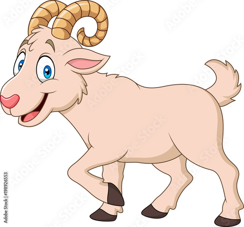 Cartoon funny goat isolated on white background