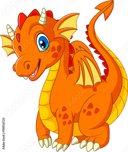 Cartoon little dragon isolated on white background