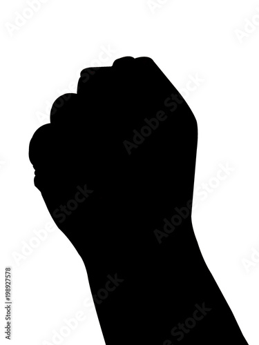 Silhouettes Hand Power Shadow on white background, soft focus