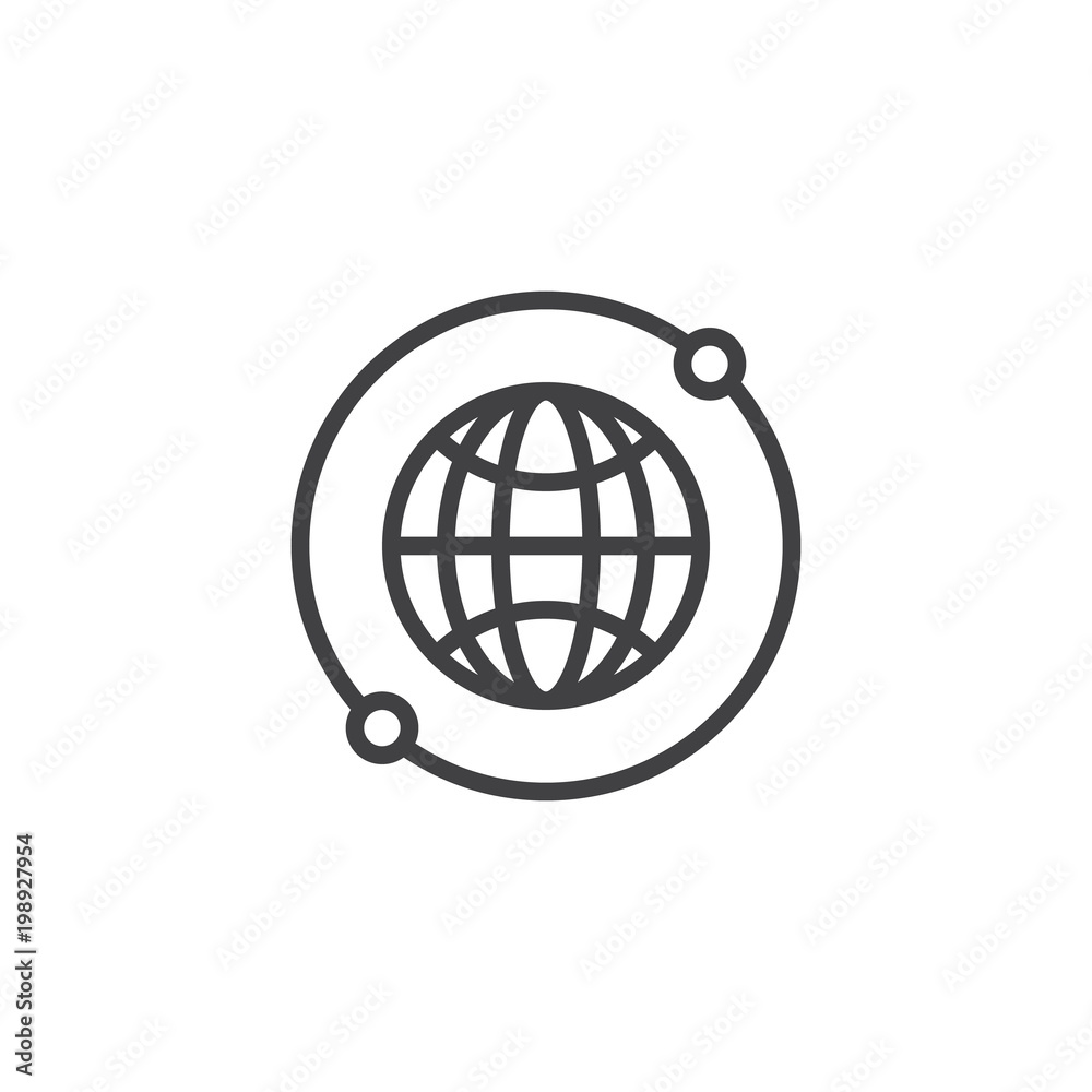 Worldwide outline icon. linear style sign for mobile concept and web design. Globe earth simple line vector icon. Orbit symbol, logo illustration. Pixel perfect vector graphics Worldwide outline icon. linear style sign for mobile concept and web design. Globe earth simple line vector icon. Orbit symbol, logo illustration. Pixel perfect vector graphics