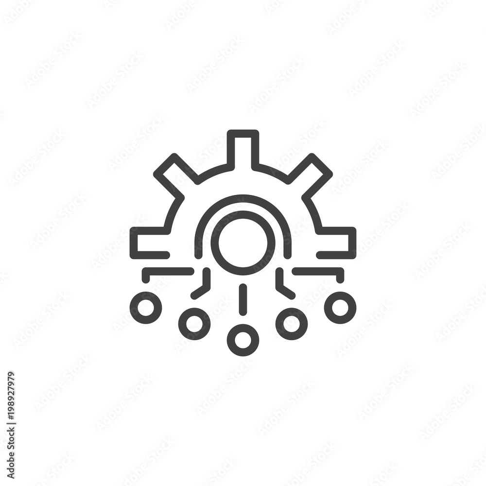 Network settings outline icon. linear style sign for mobile concept and web design. Gear and network simple line vector icon. Symbol, logo illustration. Pixel perfect vector graphics Network settings outline icon. linear style sign for mobile concept and web design. Gear and network simple line vector icon. Symbol, logo illustration. Pixel perfect vector graphics