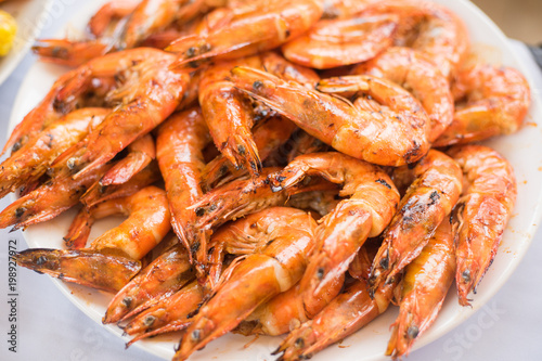 Grilled shrimp on dish