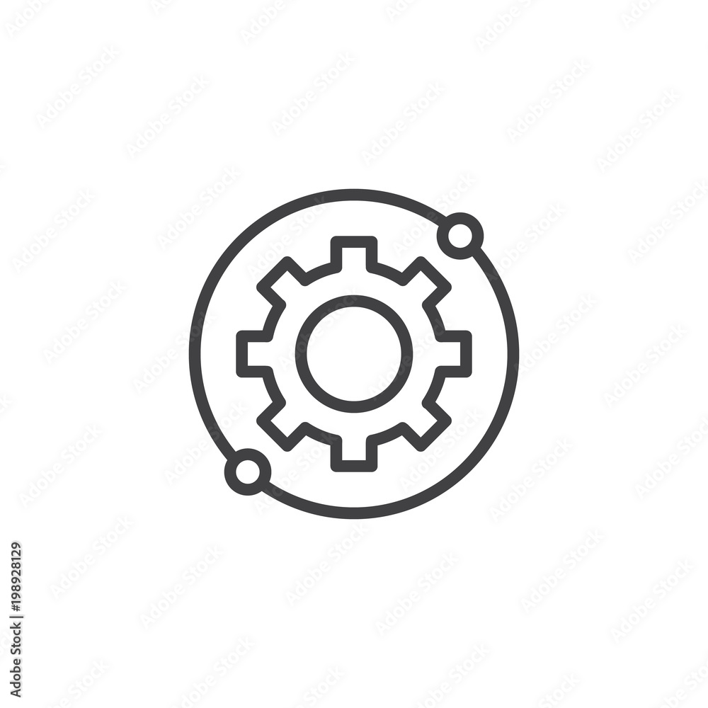 Gear, settings circular outline icon. linear style sign for mobile concept and web design. Gear Options simple line vector icon. Symbol, logo illustration. Pixel perfect vector graphics