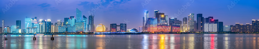 Fototapeta premium Hangzhou city night view skyline