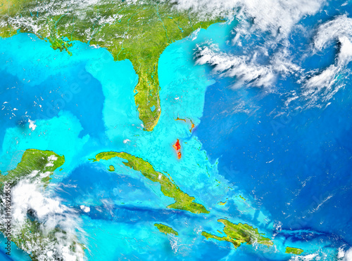 Bahamas in red on Earth
