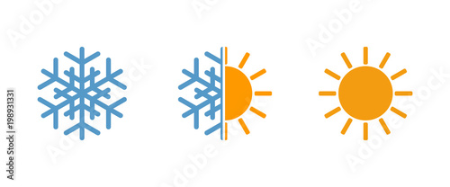 sun and snowflake, weather vector icons