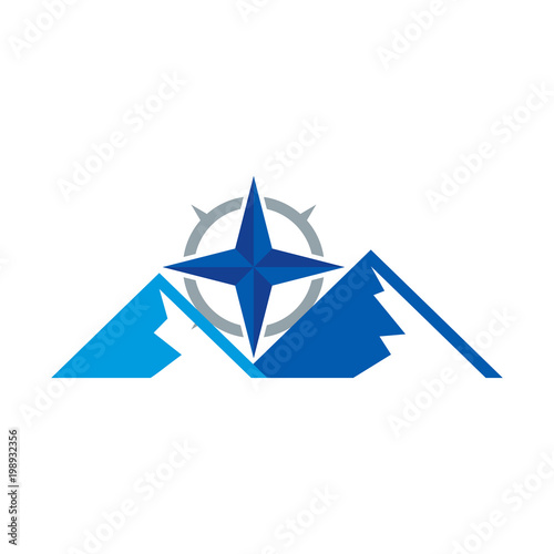 Compass Mountain Logo Icon Design