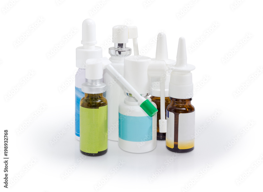 Different medicinal sprays for the treatment of nose and throat Different medicinal sprays for the treatment of nose and throat
