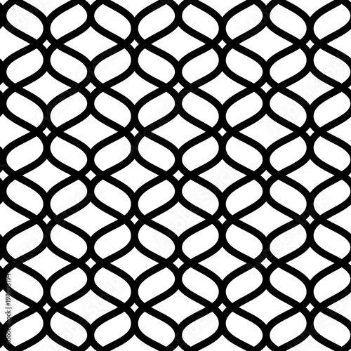 Black and white geometric moroccan ornament abstract lattice seamless pattern, vector