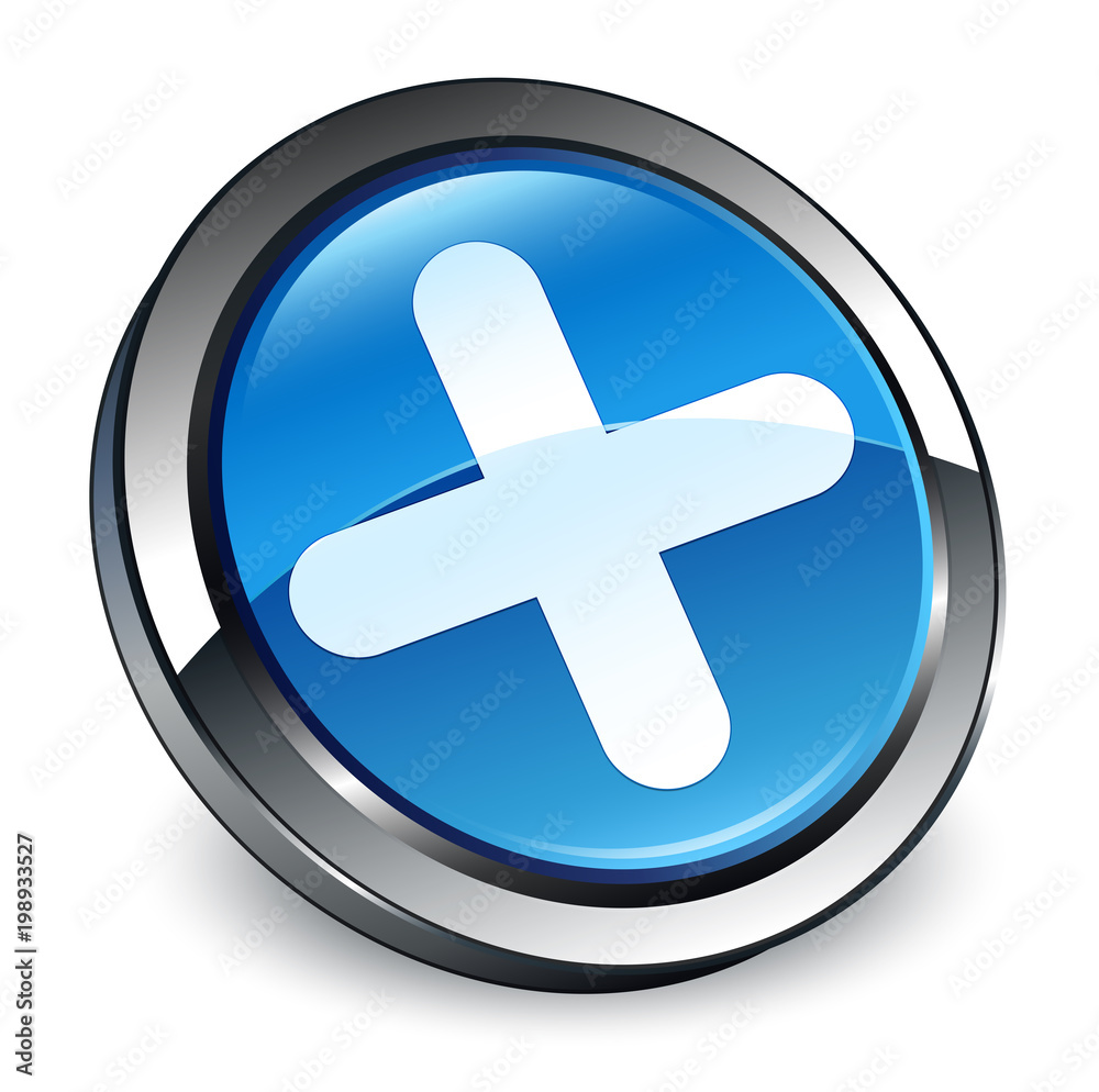 Fototapeta premium Plus icon 3d blue round button