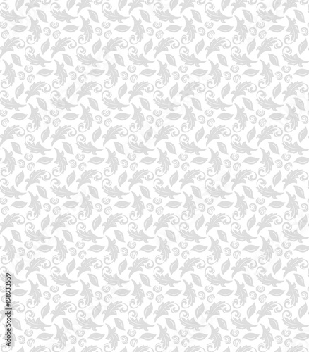 Floral vector light silver ornament. Seamless abstract classic background with flowers. Pattern with repeating floral elements